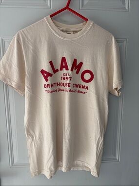 Short-Sleeve Cream Tee with Red Logo